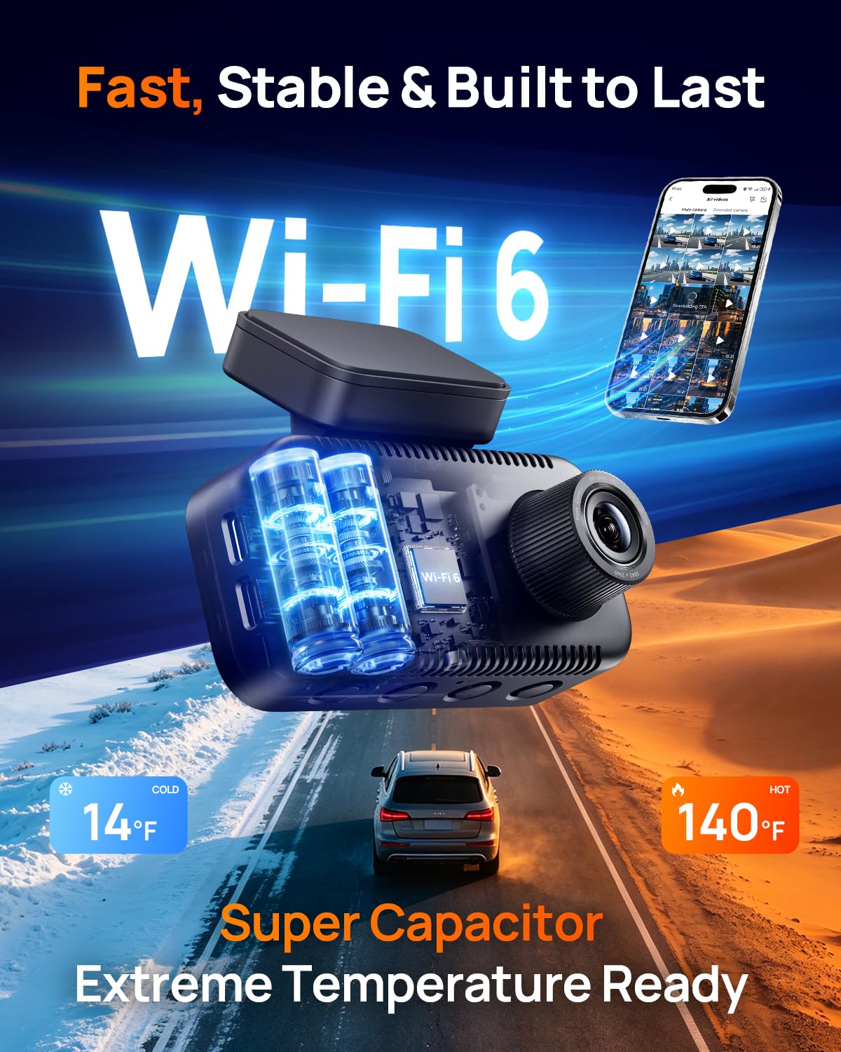 Dash kamera, A810 Lite 4K, Front i Rear z Wi-Fi 6