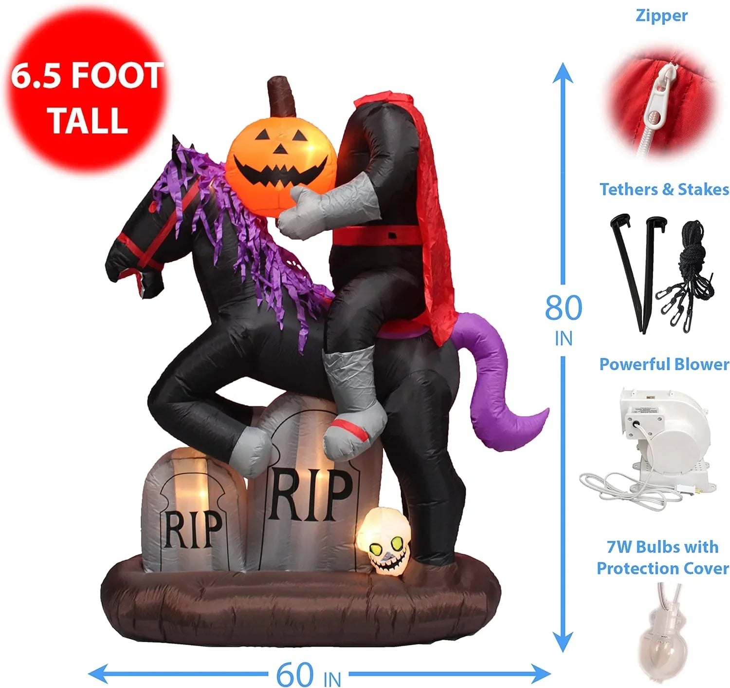 1787494181_pvIHYhqd 6.5-stopa Headless Horseman Halloween Inflatable Decoration