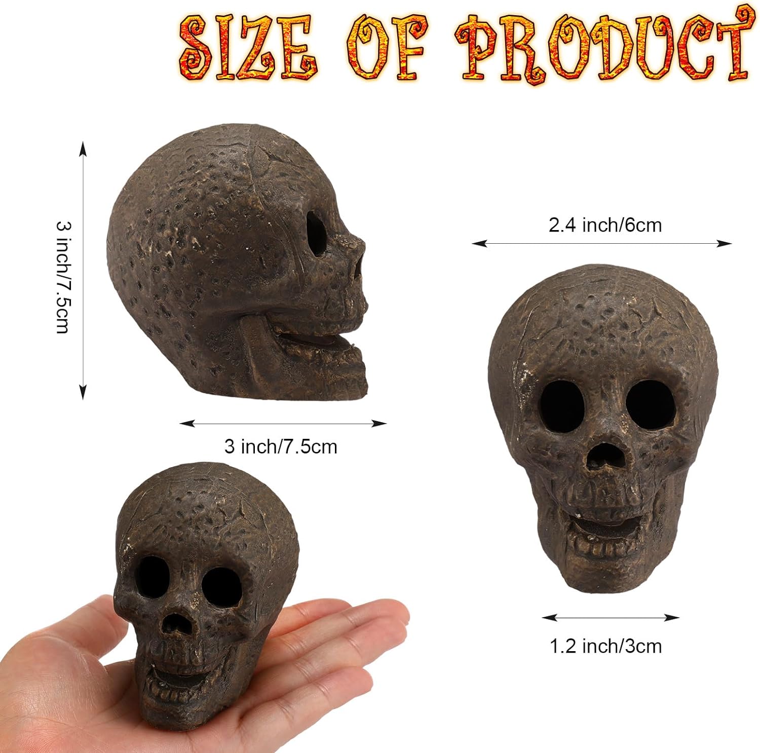 Palenisko ogrodowe, 48-pakiet, Skulls, Halloween Skull Stone Decorations