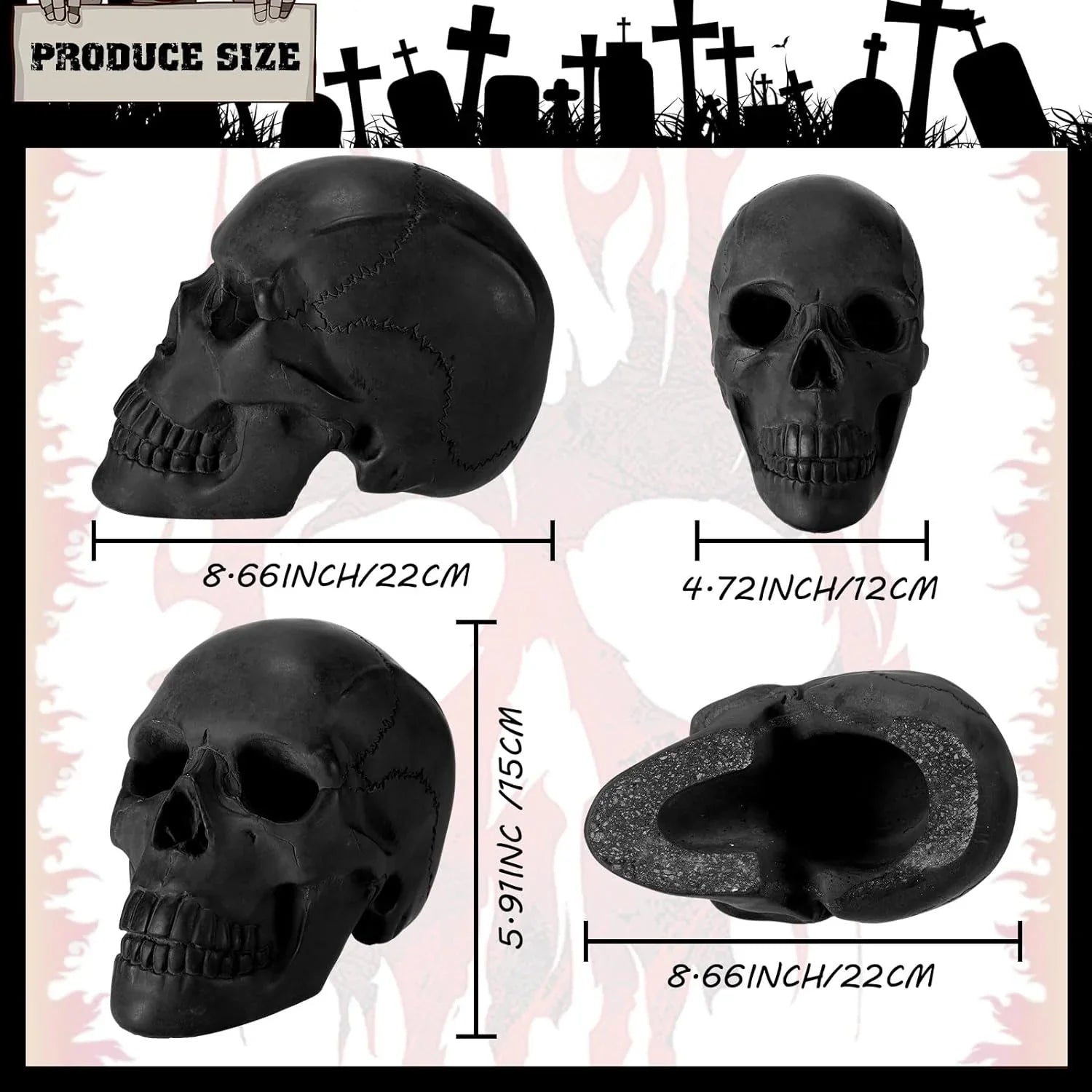 4-pakiet palenisko ogrodowe Skull Dummy Skull Halloween Decoration