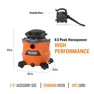 Vacuum - 16 Gallon 6.5 Peak HP NXT WetDry Shop - Featuring Detachable Blower Filter Locking Hose and Accessories HD1600