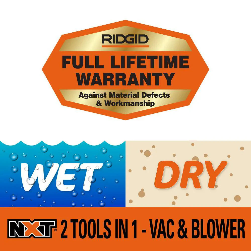 Vacuum - 16 Gallon 6.5 Peak HP NXT WetDry Shop - Featuring Detachable Blower Filter Locking Hose and Accessories HD1600