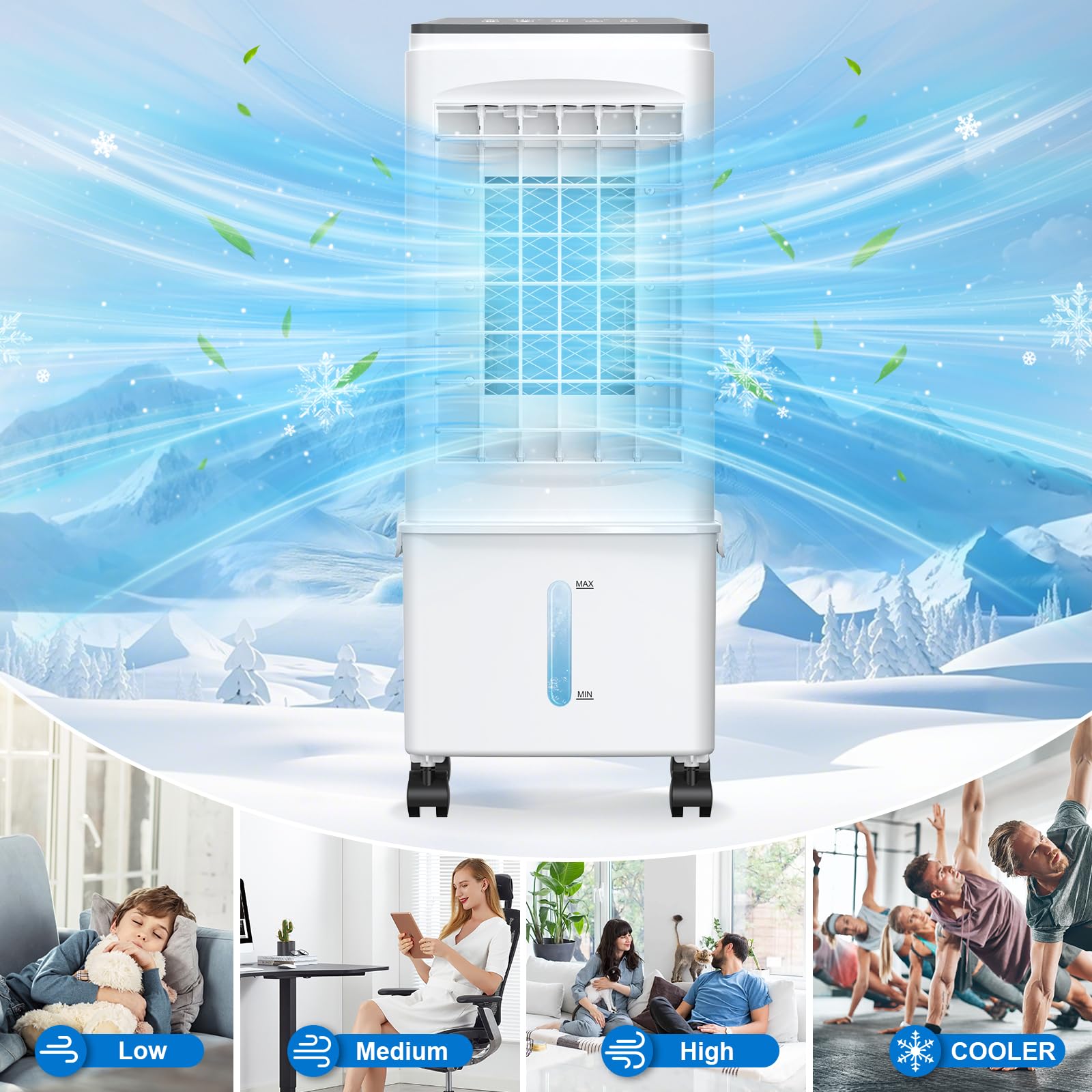3-IN-1 przenośny AC Unit w/2.6 Gal zbiornik, do 24H Cooling