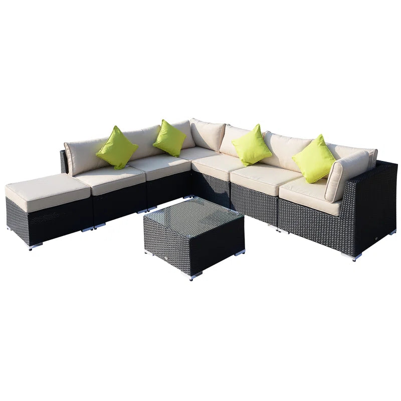 1787504110_AJgZu31z Sebeka Wicker 7-osobowy ogrodowy Lounge zestaw z Cushions