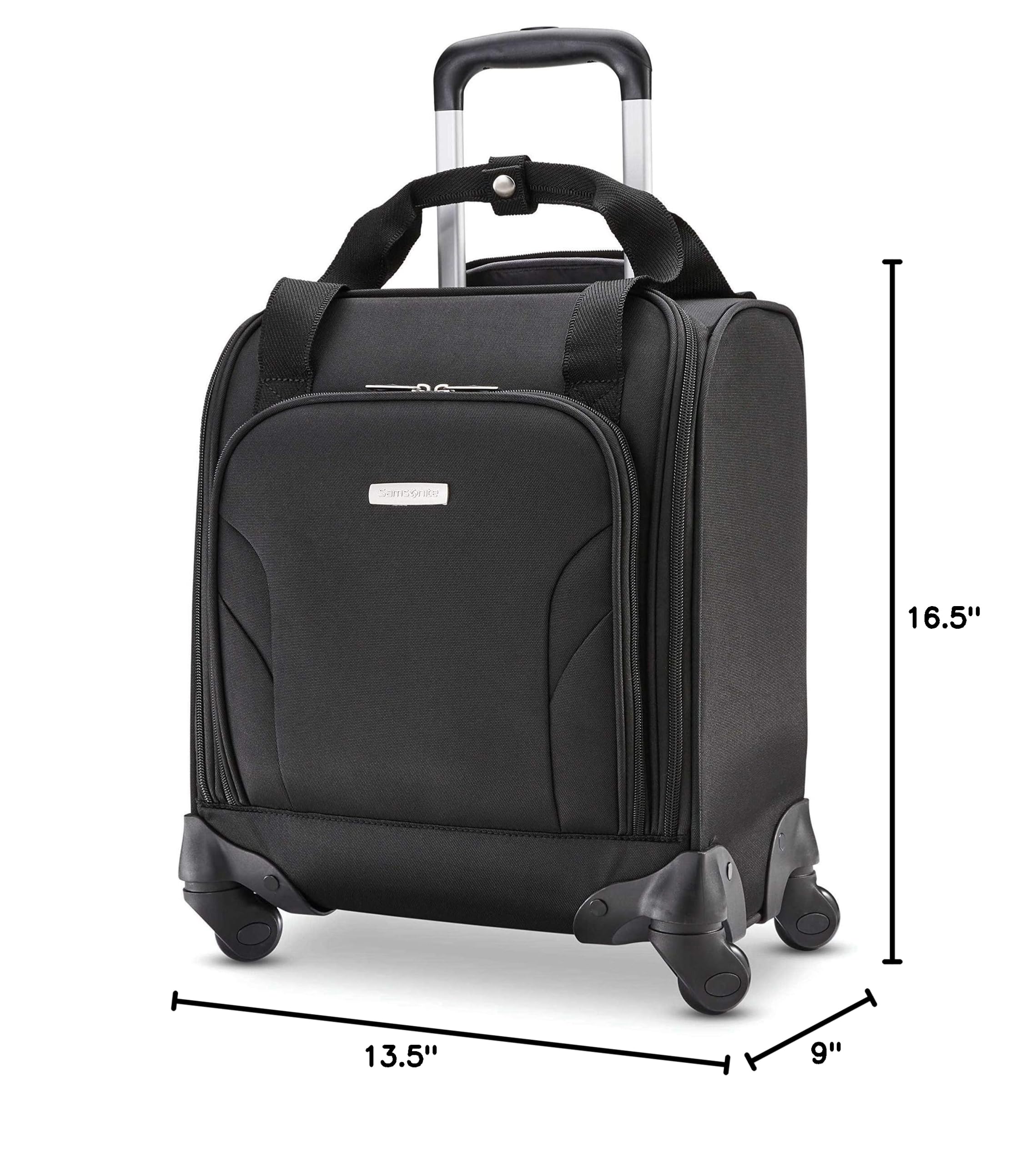 Underseat Carry-on Spinner z USB Port z czarny