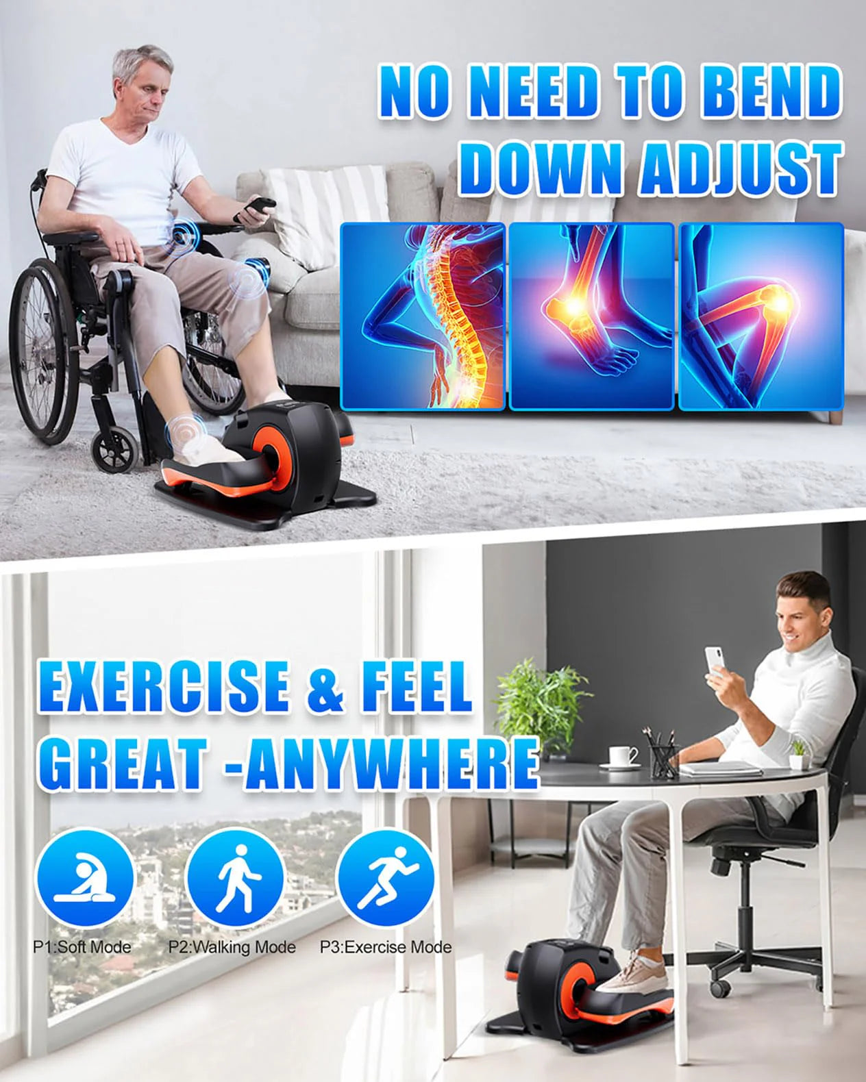 Biurko, Under, Elliptical maszyna do Seniors, cichy Exerciser