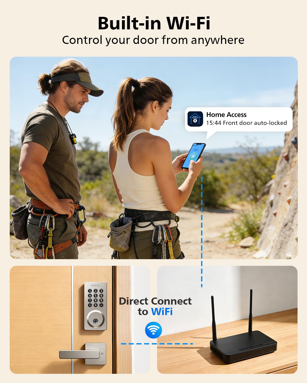 Wi-Fi smart drzwi z uchwyt Lock, Keyless Entry