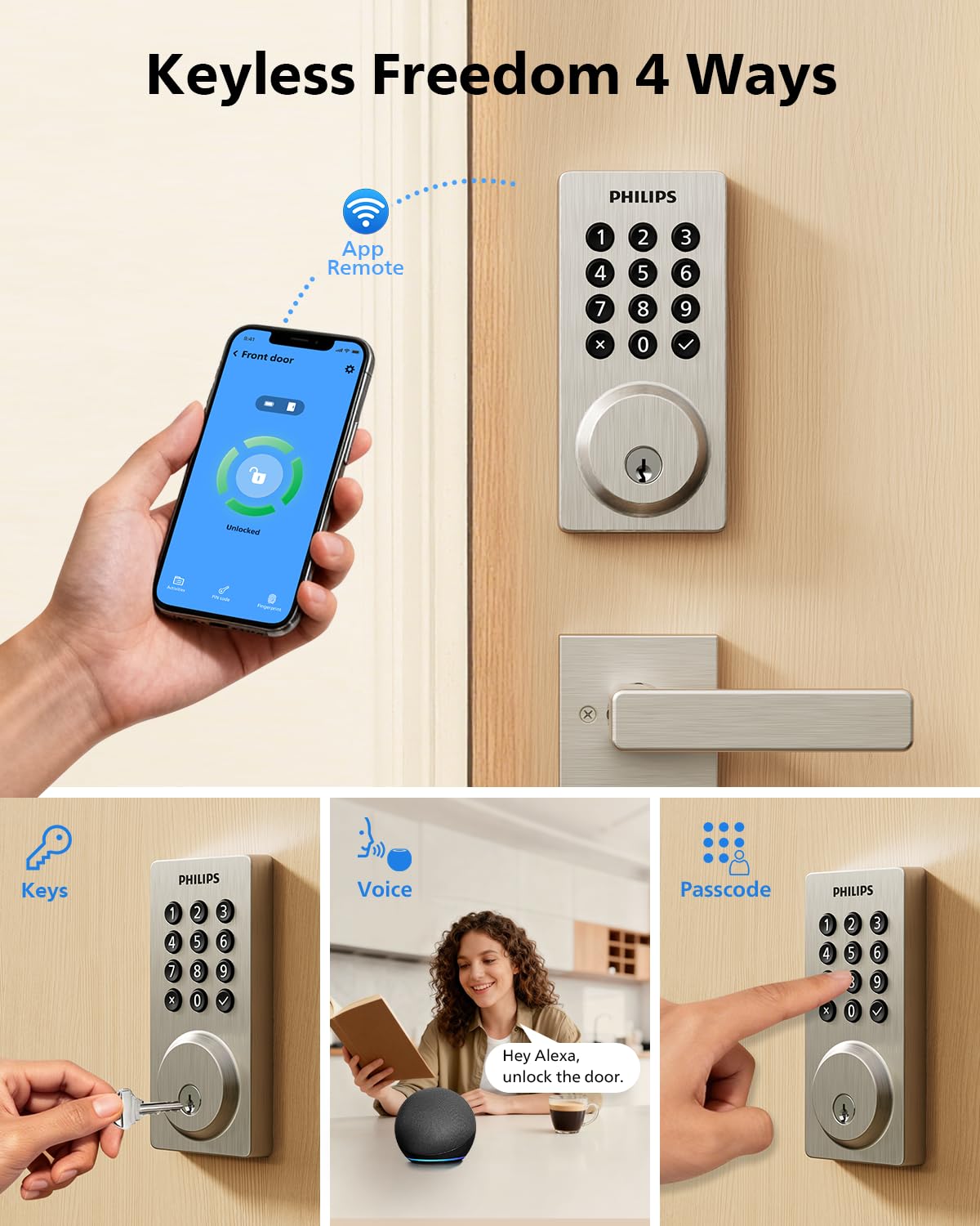 Wi-Fi smart drzwi z uchwyt Lock, Keyless Entry