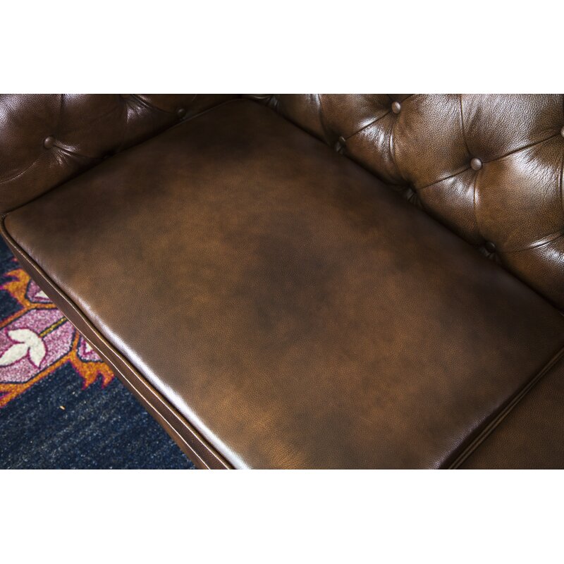 84-cali Genuine skora Rolled Arm Chesterfield sofa