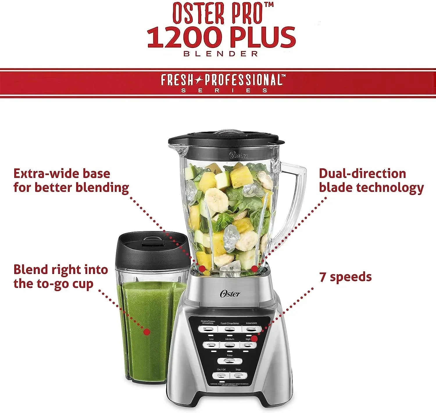 Blender z Pro 1200 z szklo Jar, 24-Ounce Smoothie kubek, Brushed Nickel