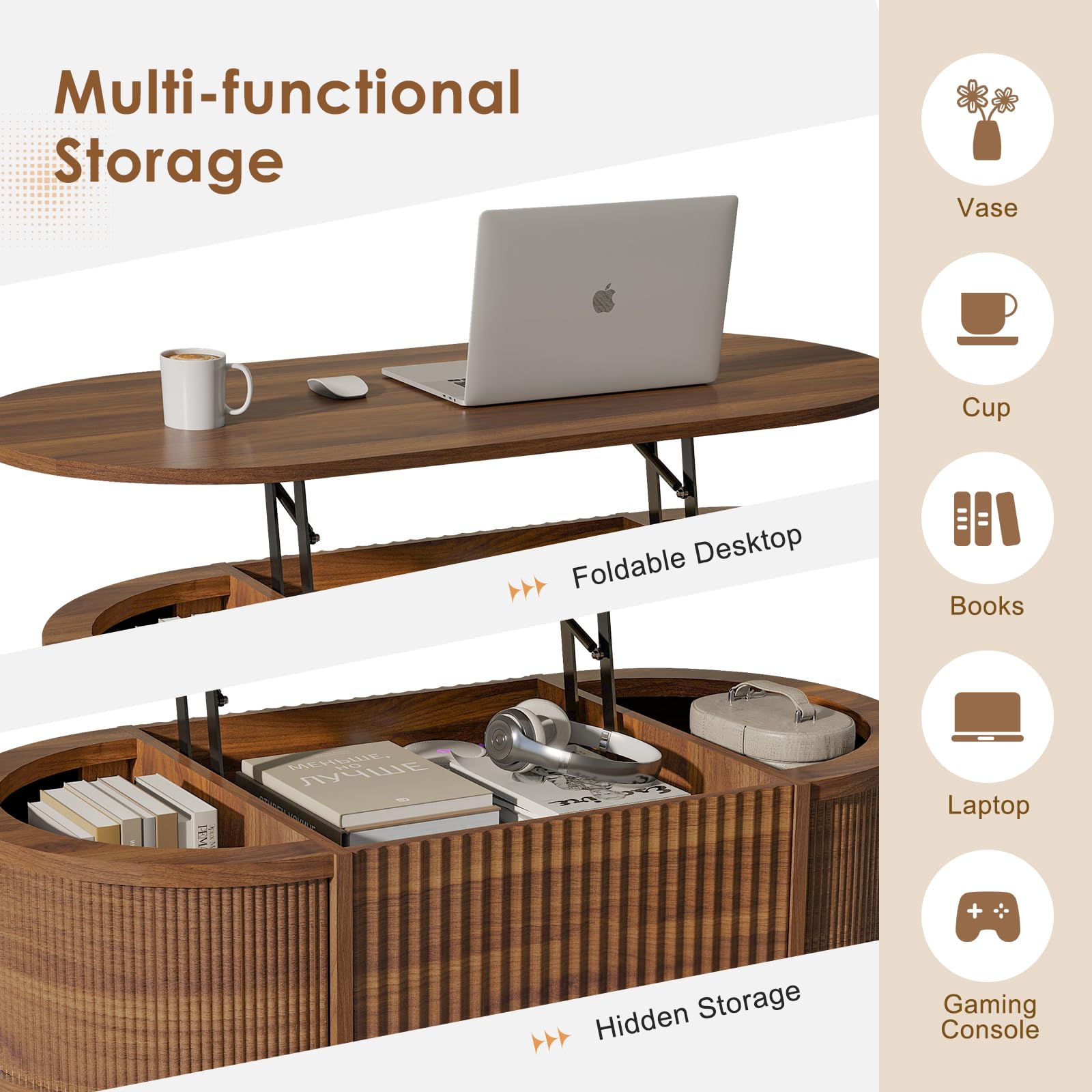 1787511216_xDB8Vqtd Fluted podnośnik Top z magazynowy stolik kawowy, Walnut