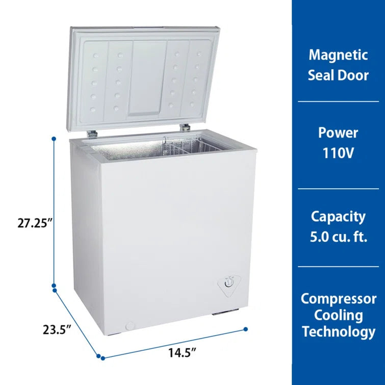 Chest zamrażarka, kompaktowy, 5.0 Cu ft (142L) biały, reczny Defrost