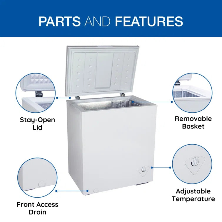 Chest zamrażarka, kompaktowy, 5.0 Cu ft (142L) biały, reczny Defrost