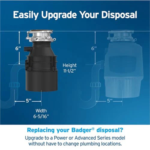 5 rozdrabniacz odpadow, 1/2 HP Continuous Feed, kompaktowy design, Quick Lock Installation