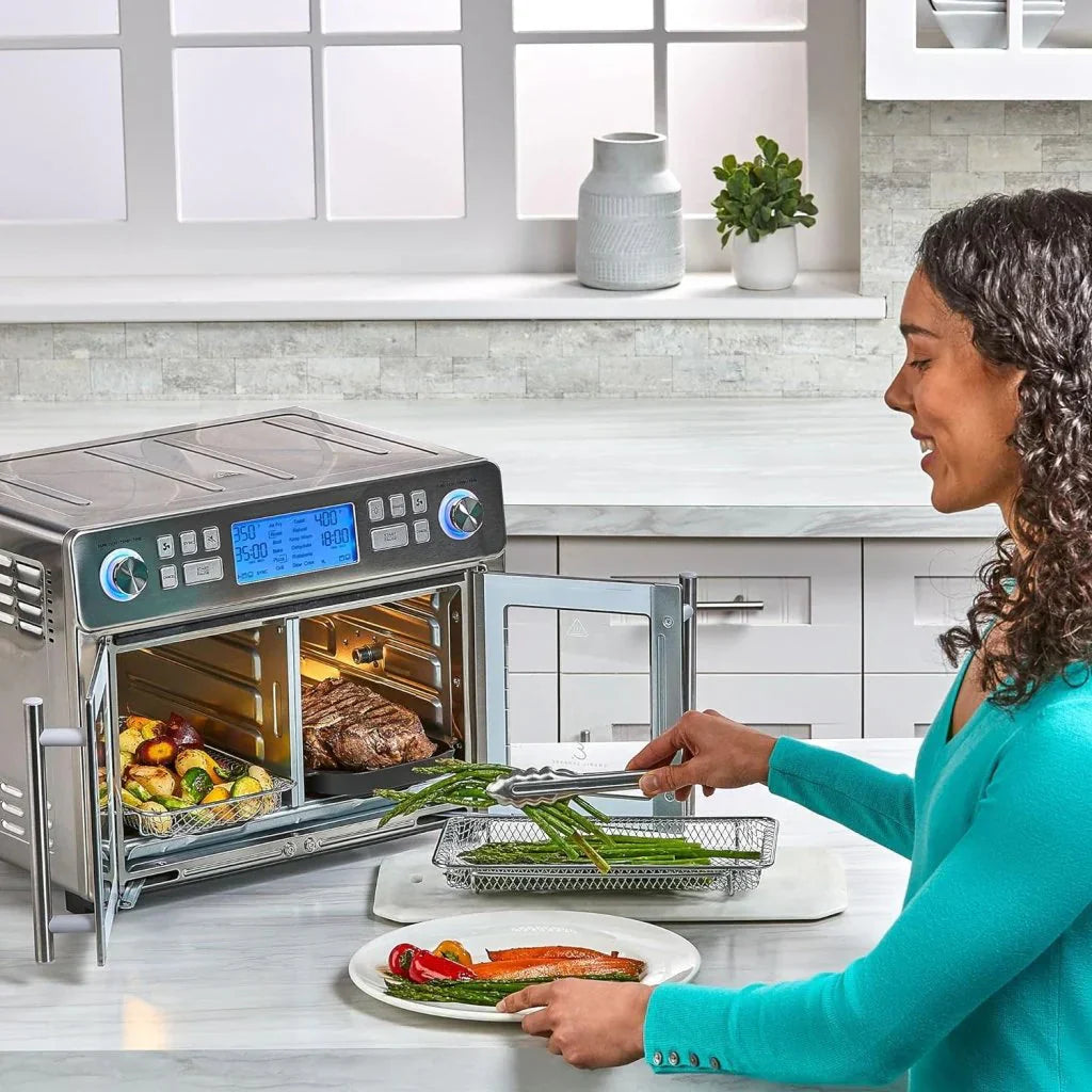 1787518937_VEe2WyGc Air Fryer Oven - Lagasse Dual Zone 360, Combo with French Door - 25 QT Extra Large, Cook Two Foods in Different Ways, Up to 60% Faster