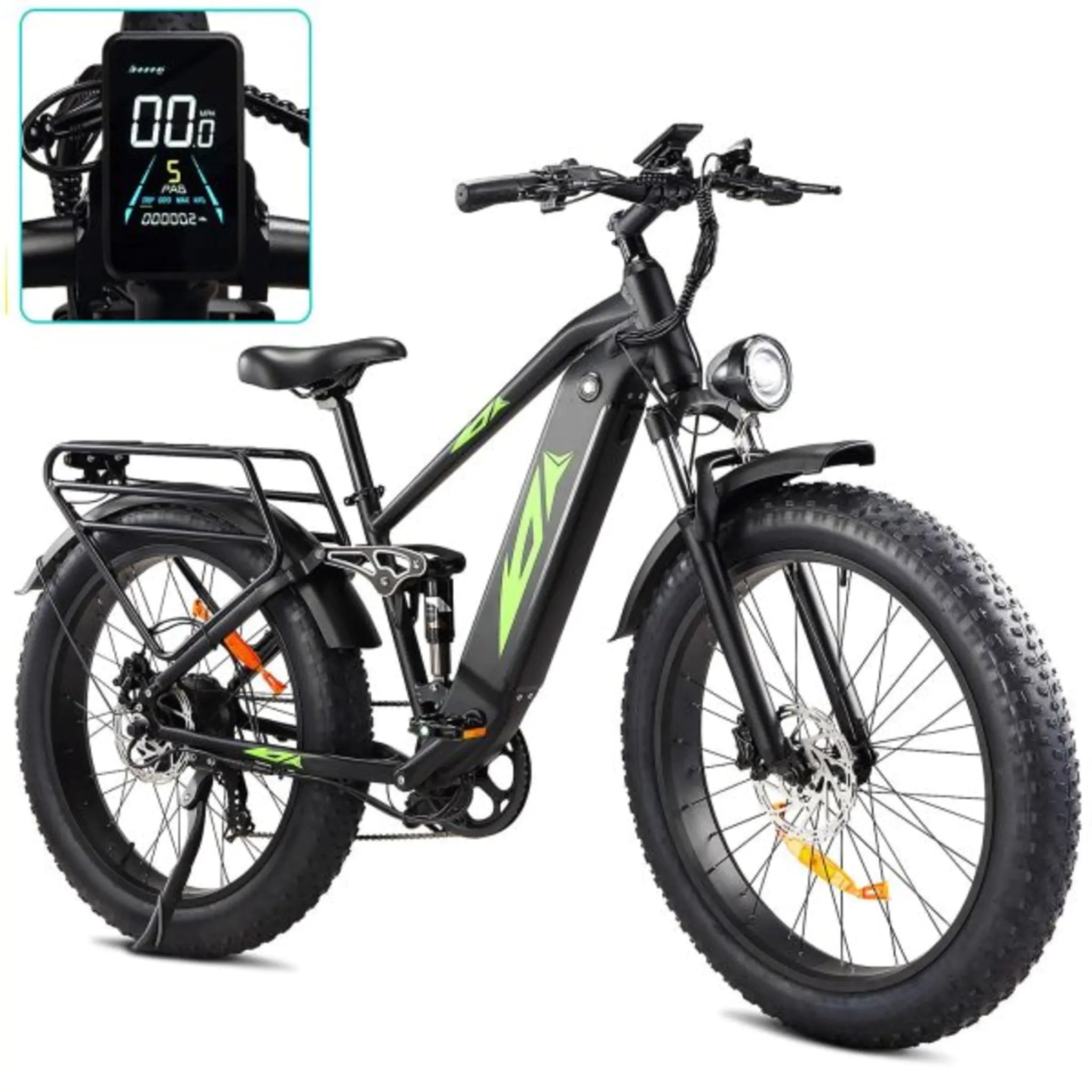 1787519156_hzaFbVxl Electric Bike - Designed for Adults 1000W - 48V 17.5AH Battery Adult Electric Bicycles, 26 Fat Tire Full Suspension Ebike, 28MPH Mountain Beach E Bike, 7