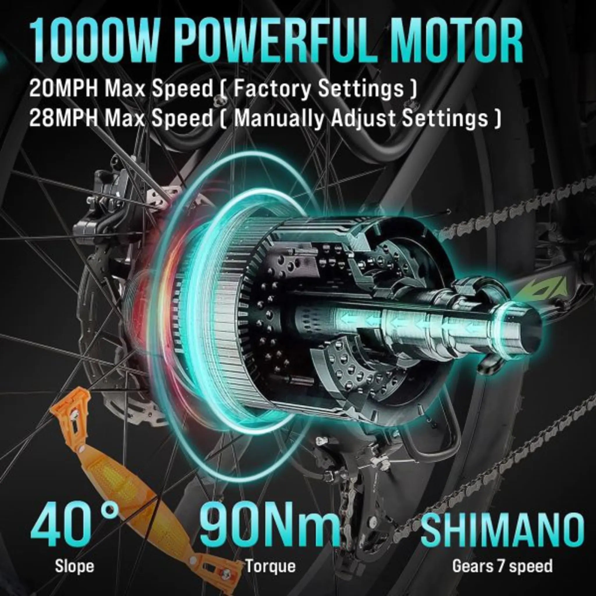 1787519161_v0klzRot Electric Bike - Designed for Adults 1000W - 48V 17.5AH Battery Adult Electric Bicycles, 26 Fat Tire Full Suspension Ebike, 28MPH Mountain Beach E Bike, 7