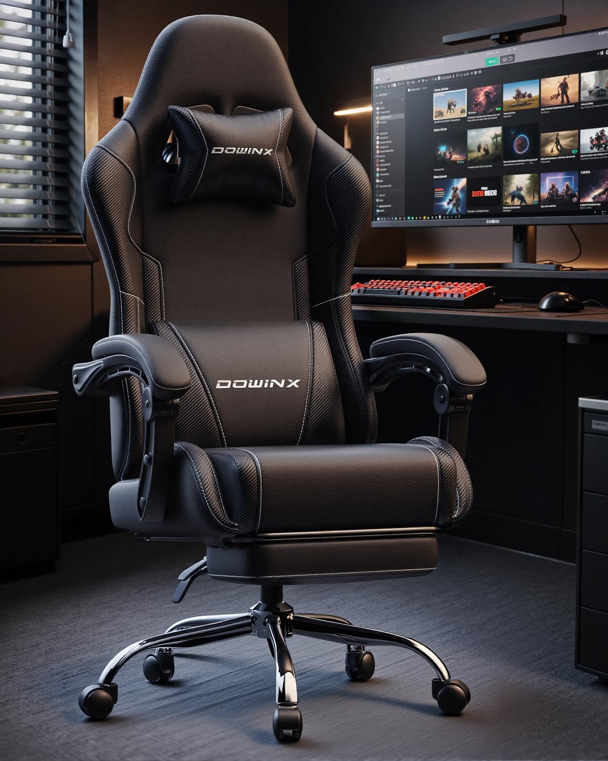 Ergonomiczny fotel gamingowy z Footrest i Massage