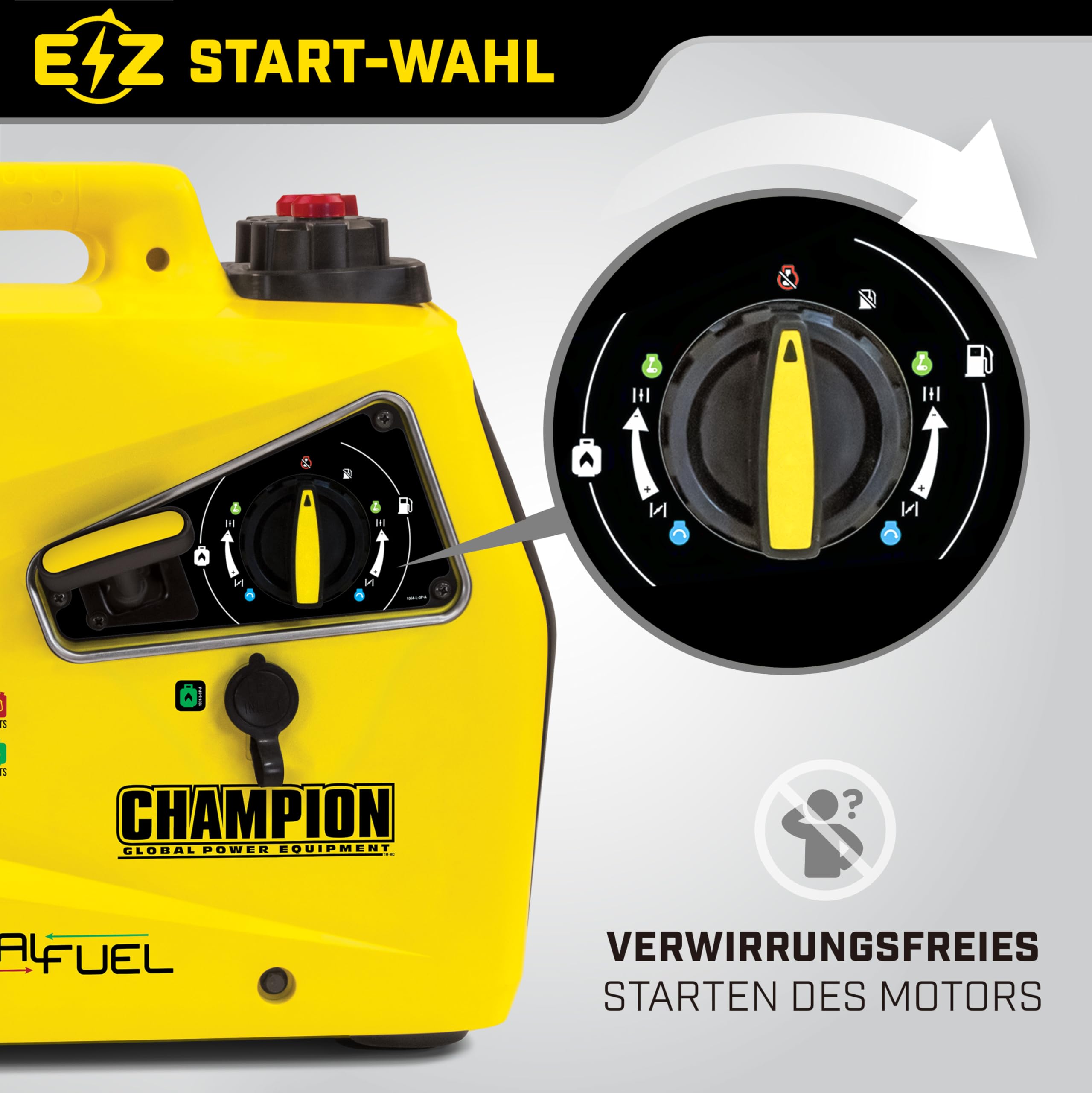 Generator - Petrol + Gas Power, (2000 Watt - Power Inverter, Generator with LED Display, Dual Fuel, Extremely Quiet)