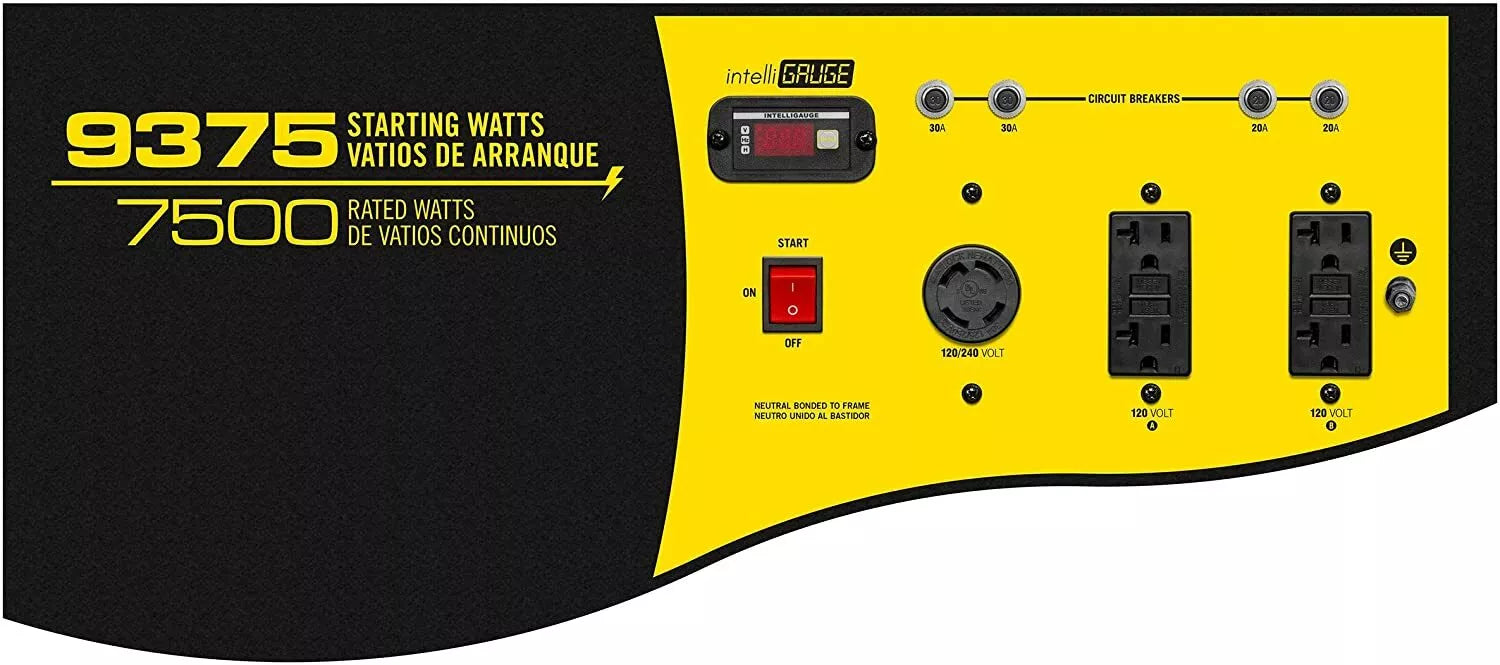 Generator, 9,375-W przenośny RV Ready gazowy zasilany, W/zdalny Start domowy RV