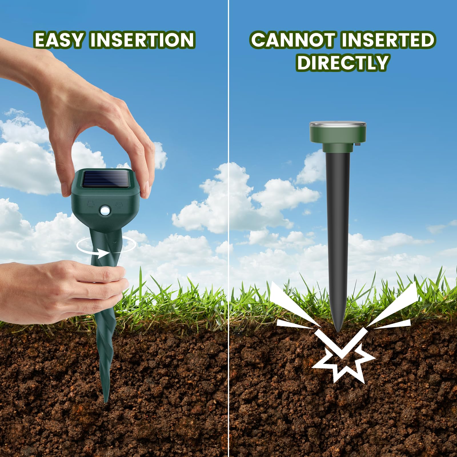 Ultrasonic Animal Repellent, 8 pakiet wodoodporny, Stakes