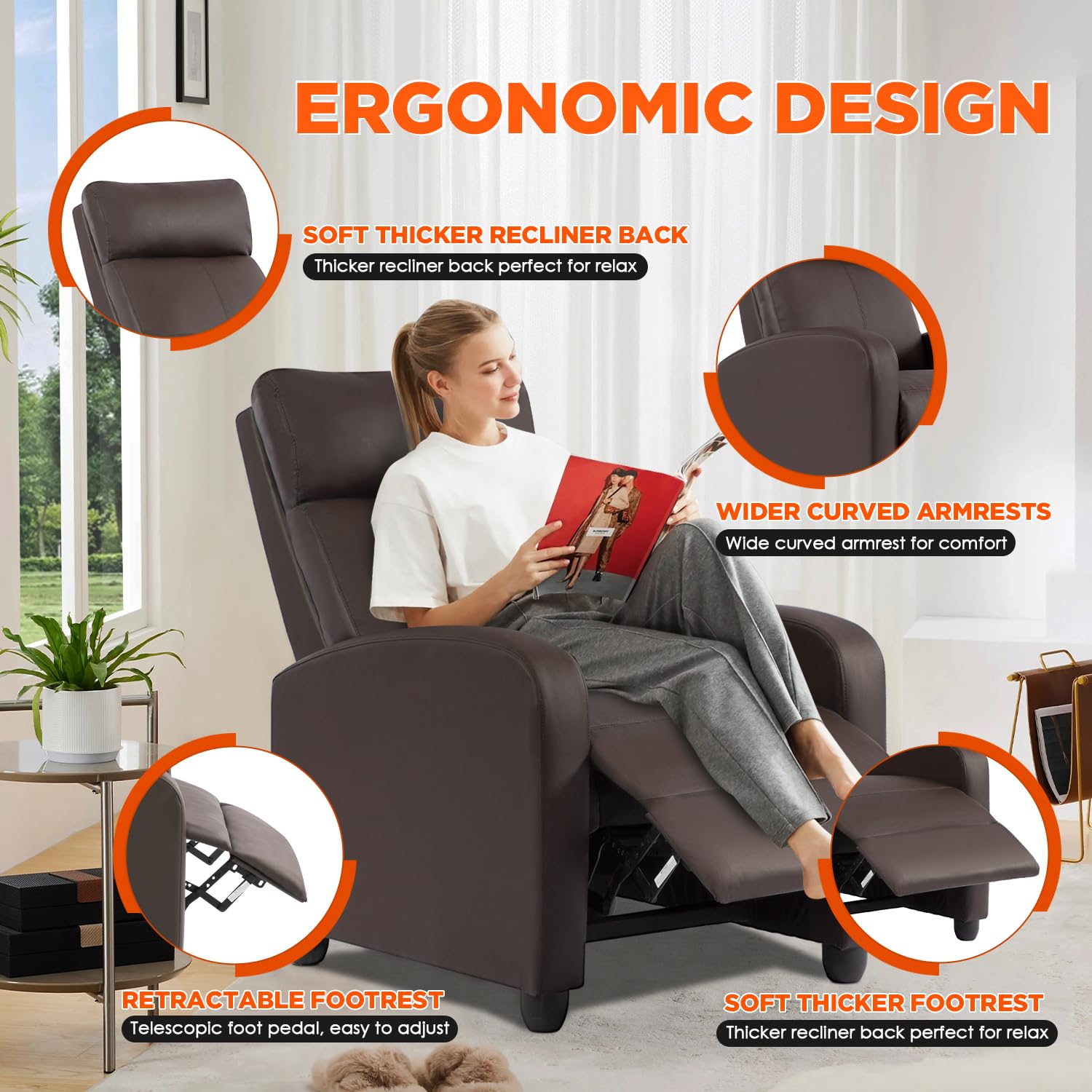 1787524798_UWirOpuU Fotel rozkładany z Massage, Lumbar Support, brązowy