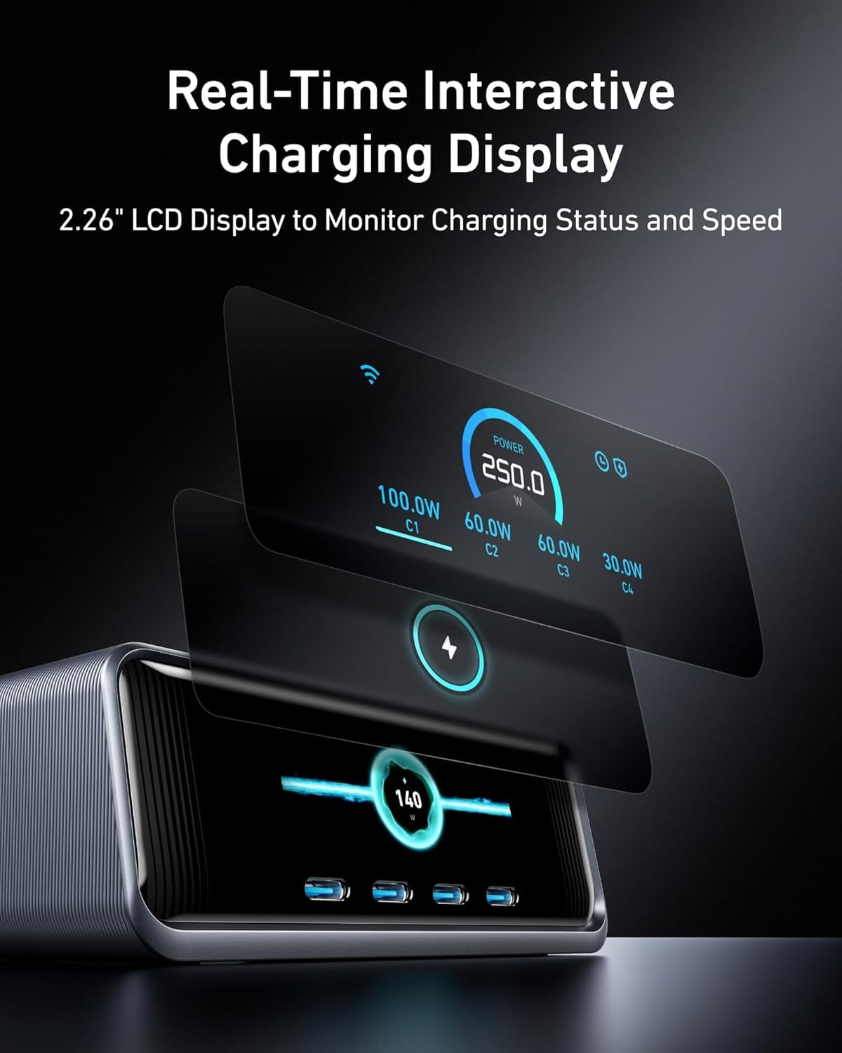 Ładowanie stacja, Prime, 250W 6-Port Gan USB C ładowarka