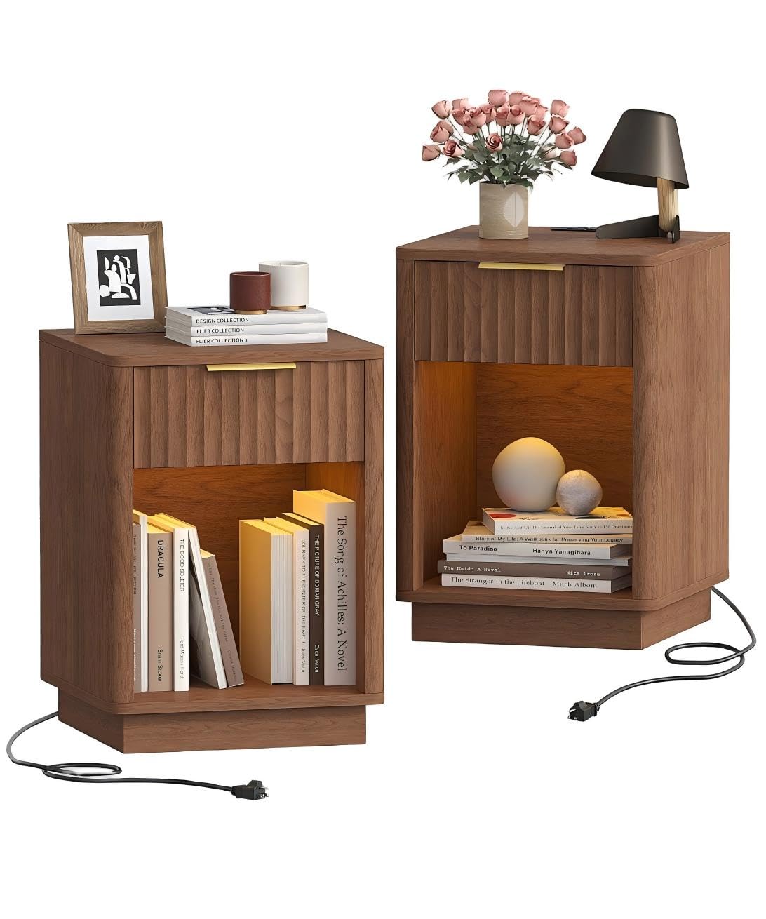 1787526434_IwdZeNJz Fluted Nightstands zestaw z ładowanie stacja i lampa LED