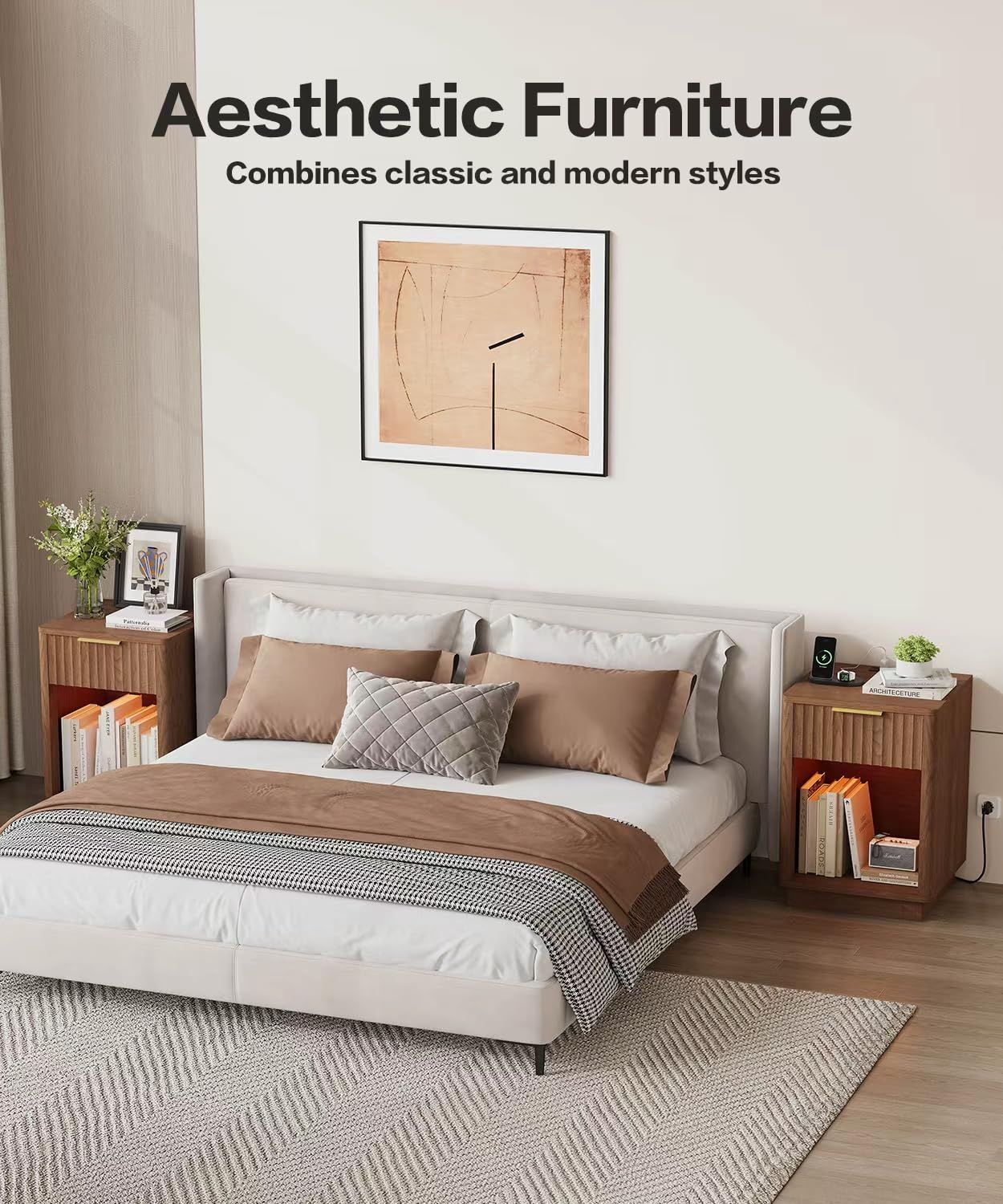 1787526464_Dnc25ser Fluted Nightstands zestaw z ładowanie stacja i lampa LED