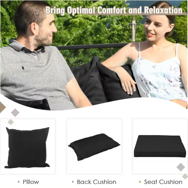 1787527430_iIEtCPo0 7-elementowy Wicker tarasowy Conversation zestaw z czarny Cushions