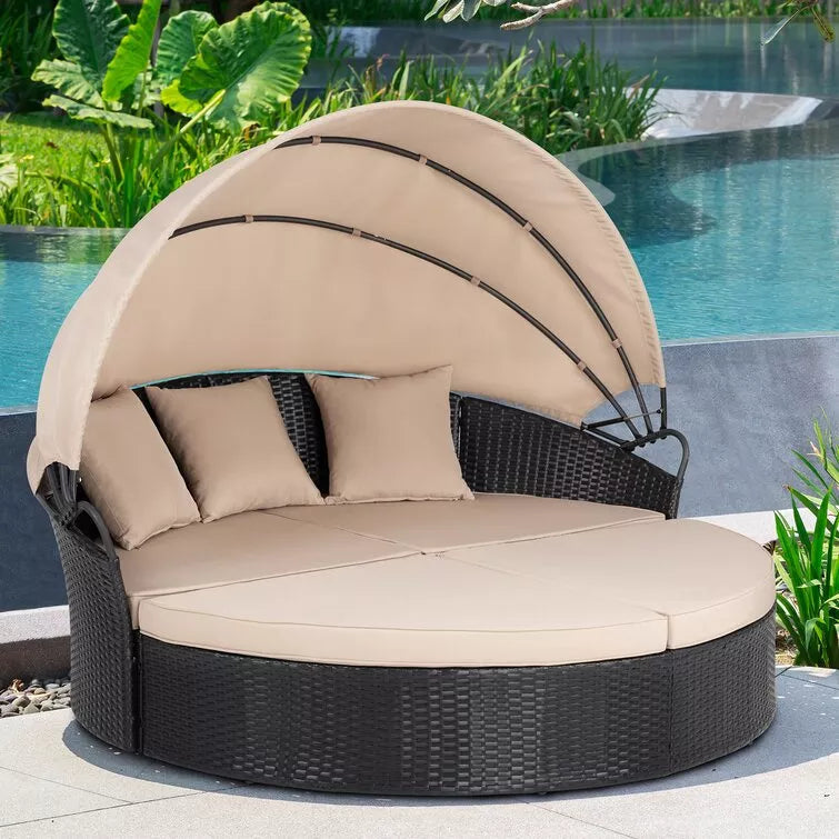 66-cali szeroki zewnętrzny Wicker tarasowy Daybed z Cushions