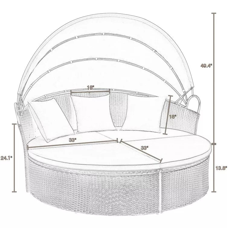 66-cali szeroki zewnętrzny Wicker tarasowy Daybed z Cushions