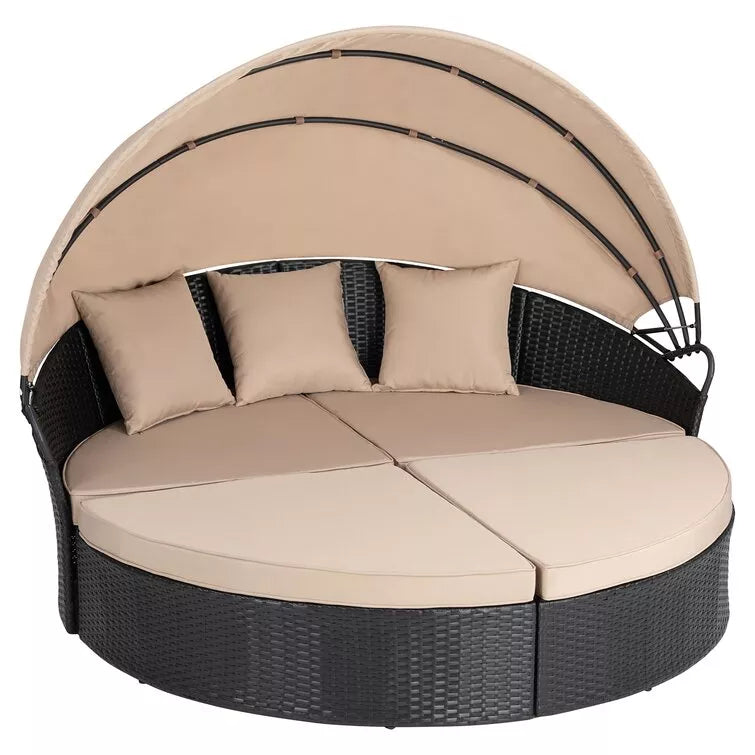 66-cali szeroki zewnętrzny Wicker tarasowy Daybed z Cushions