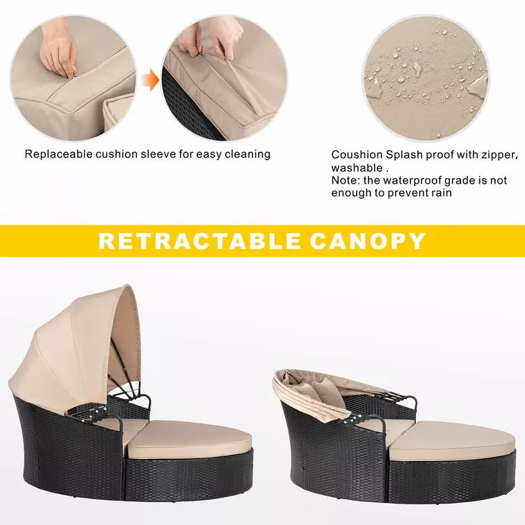 66-cali szeroki zewnętrzny Wicker tarasowy Daybed z Cushions