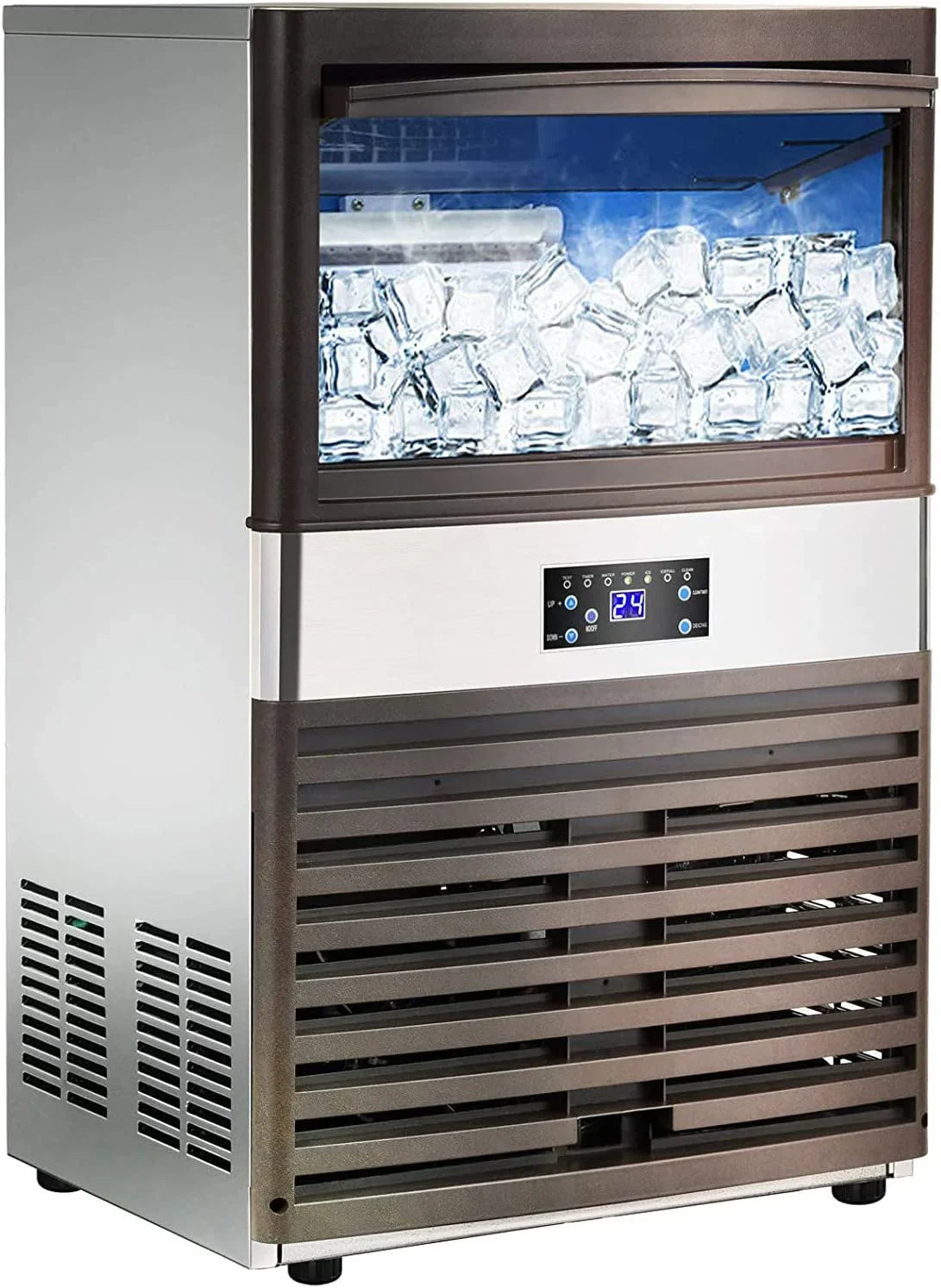 1787529484_3dQK2y2C Komercyjny lodu z 110LBS/24H stal nierdzewna Free-standing lodu maszyna Maker powietrza Cooling lodu