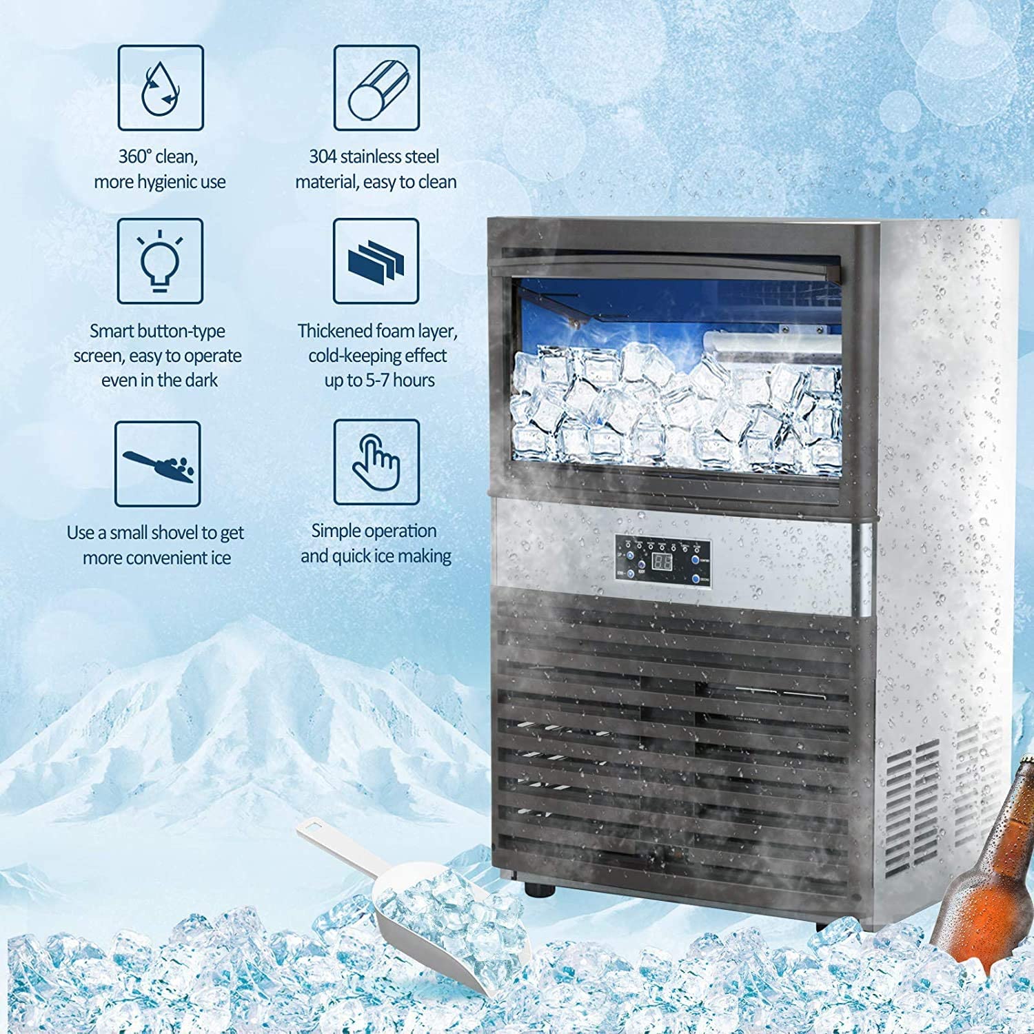1787529488_1iJbGhOU Komercyjny lodu z 110LBS/24H stal nierdzewna Free-standing lodu maszyna Maker powietrza Cooling lodu