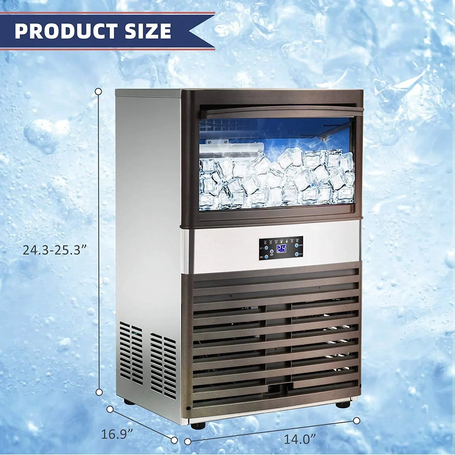 1787529506_xFu6mcOZ Komercyjny lodu z 110LBS/24H stal nierdzewna Free-standing lodu maszyna Maker powietrza Cooling lodu