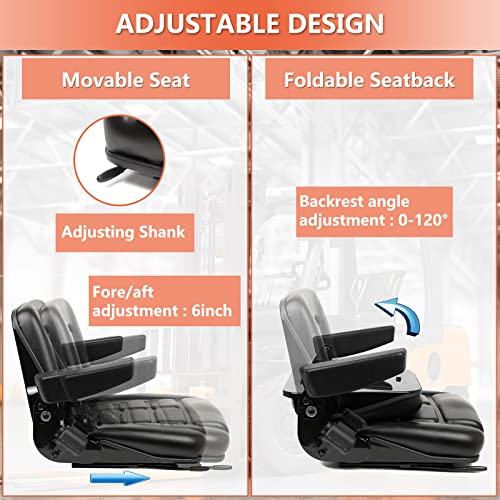 Universal Fold Down Forklift siedzisko, Micro Switch, Armrest i bezpieczenstwo Belt do Tractor