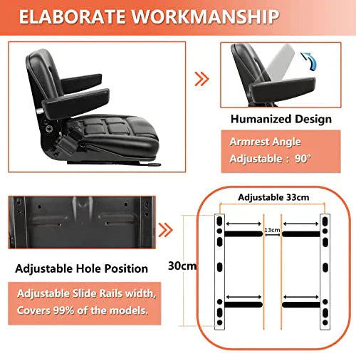 Universal Fold Down Forklift siedzisko, Micro Switch, Armrest i bezpieczenstwo Belt do Tractor
