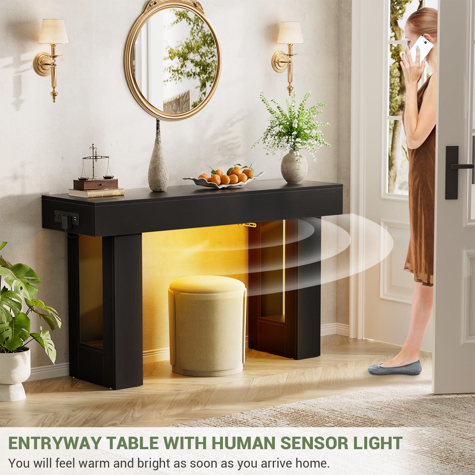 47 Narrow Entryway stol z Socket i Sensor światło
