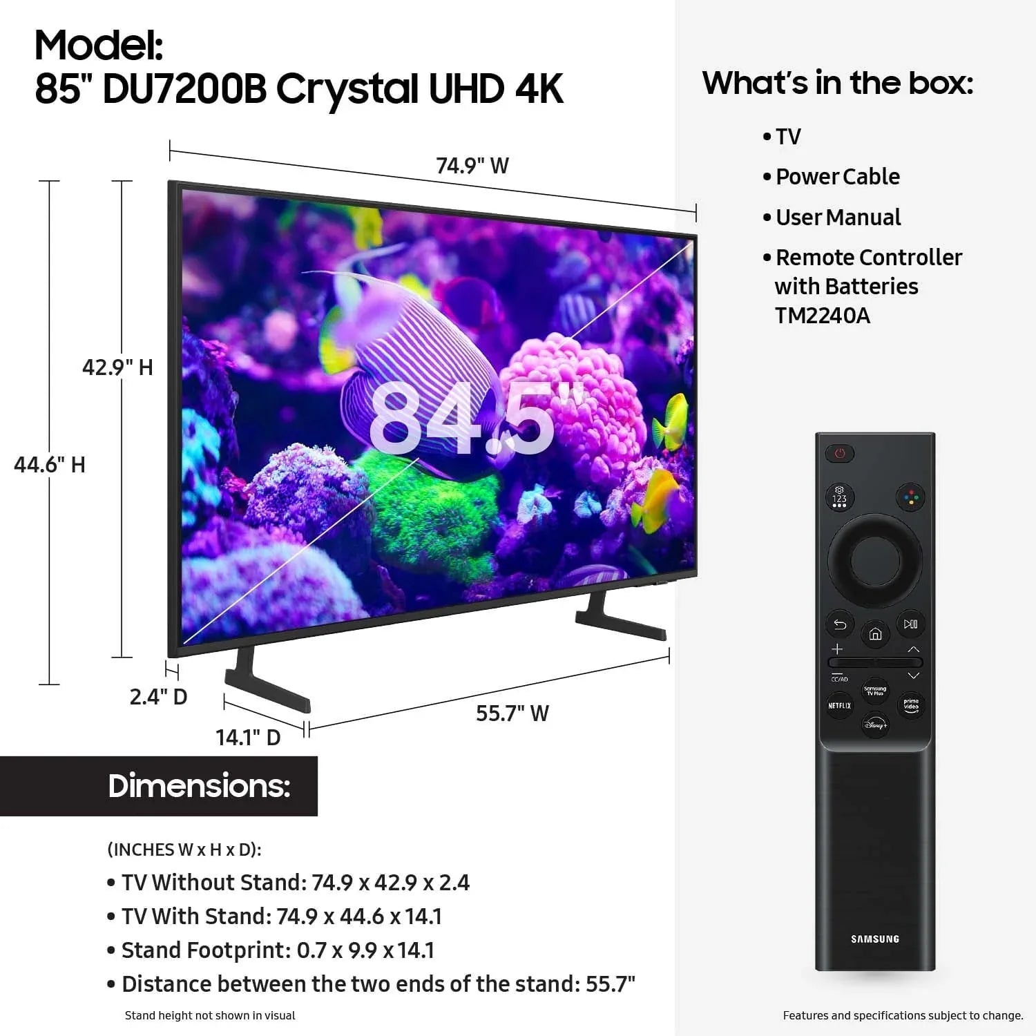 1787538084_cP4wLf7m 85 Crystal UHD 4K telewizor smart DU7200B z, Hdr i Tizen Os 2024 model