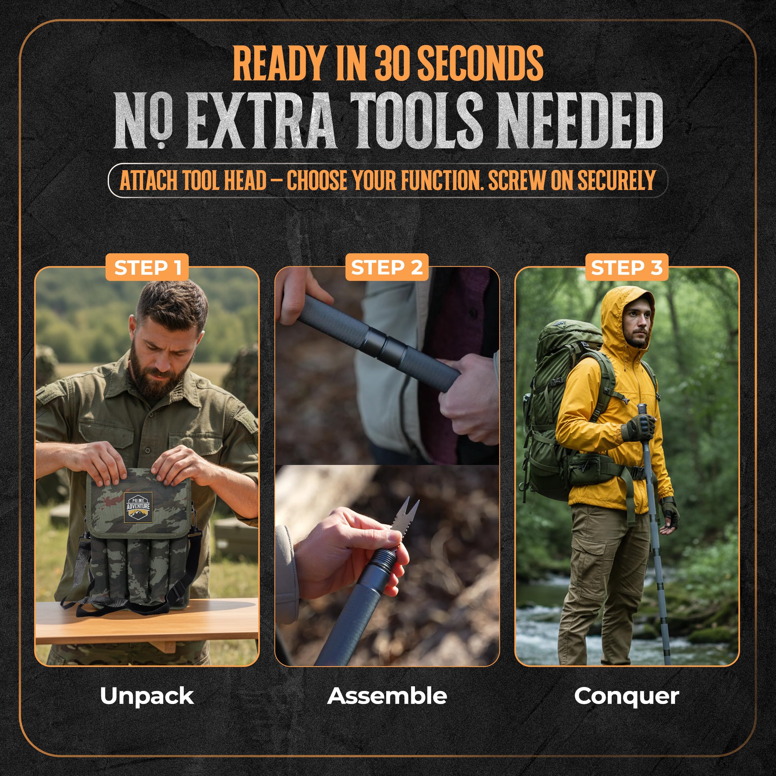Adventure 15-in-1 Tactical Survival i Hiking Staff Walking Stick