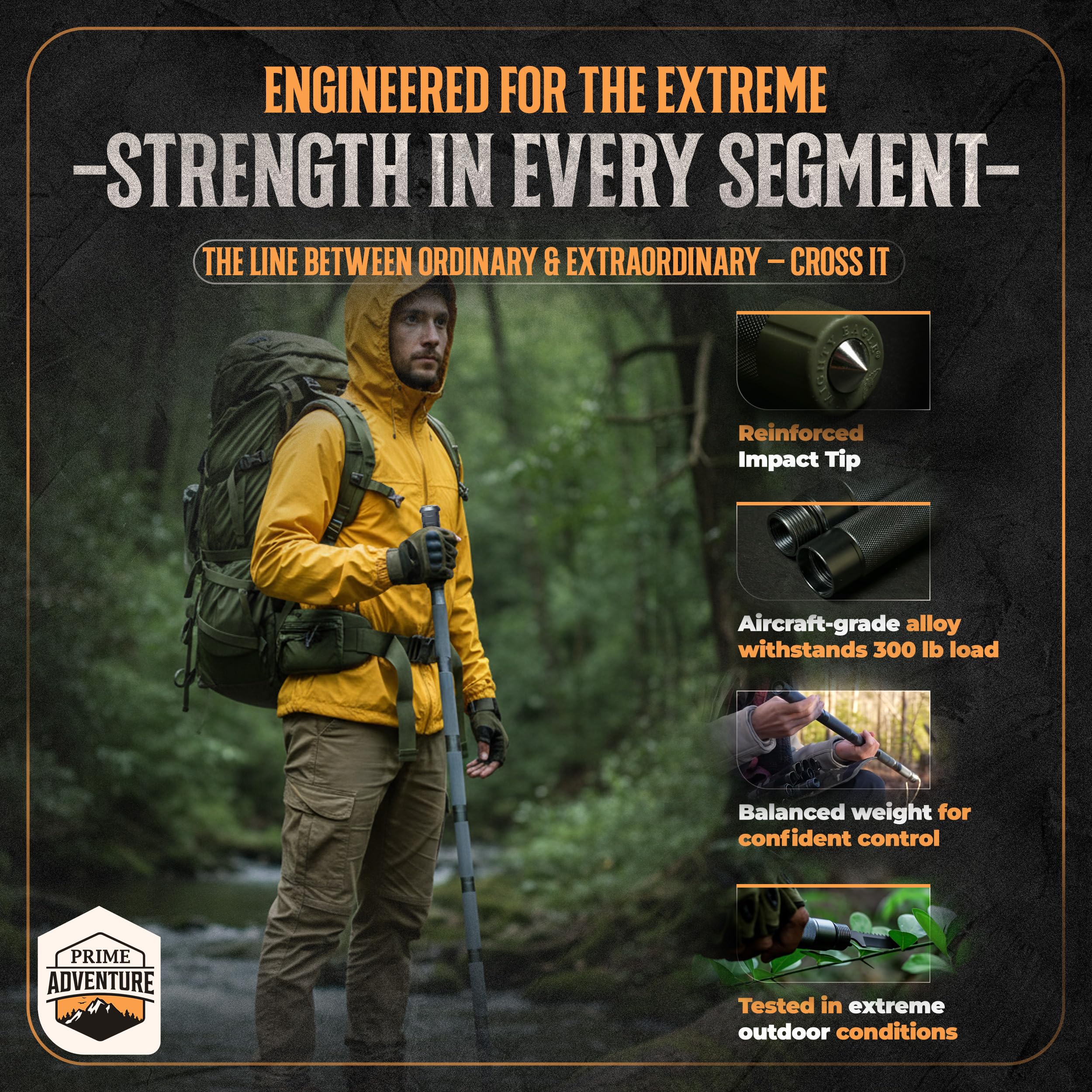 Adventure 15-in-1 Tactical Survival i Hiking Staff Walking Stick