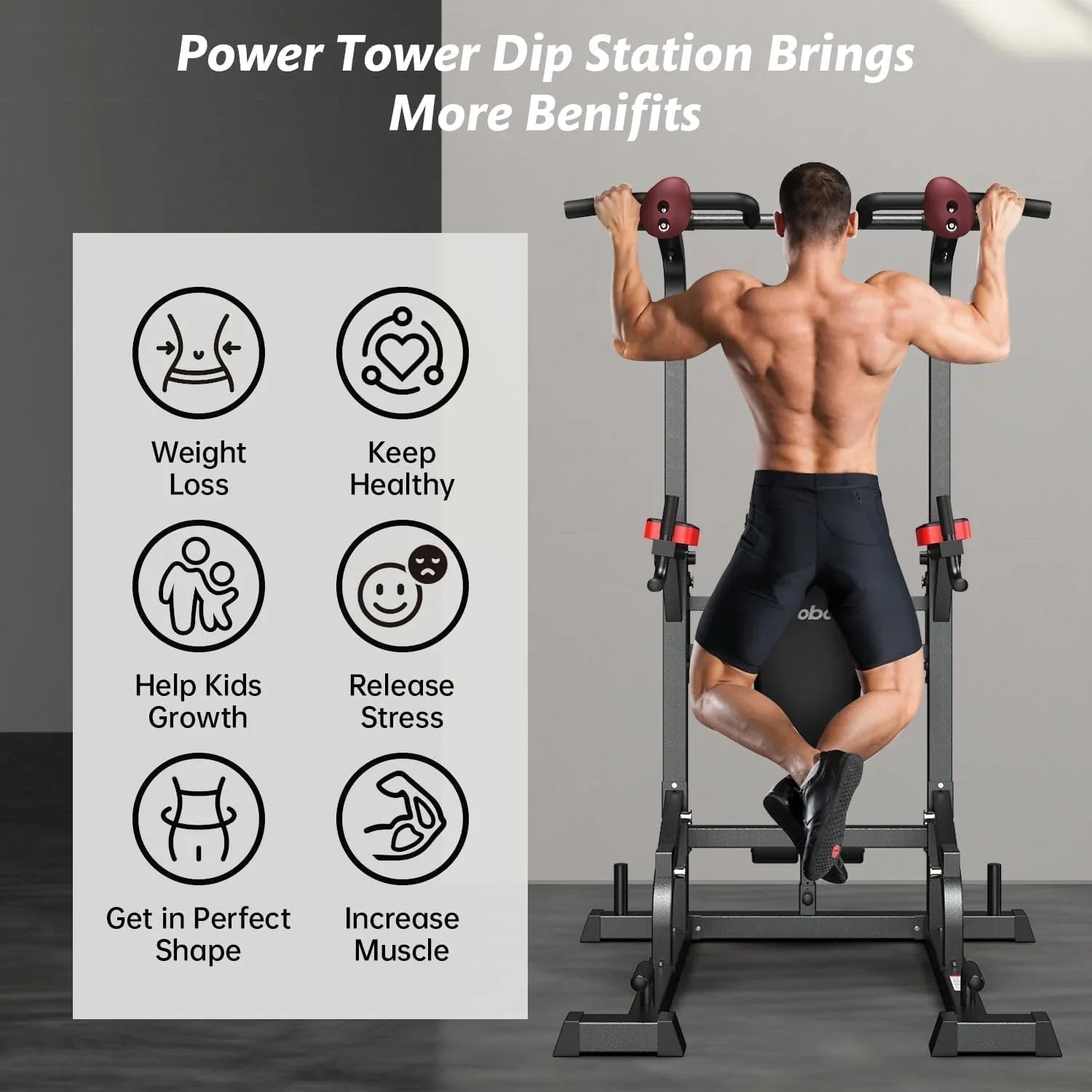 1787540427_65wItQqU Pooboo moc Tower Dip stacja, Pull-up Bar, Supine Board, regulowany