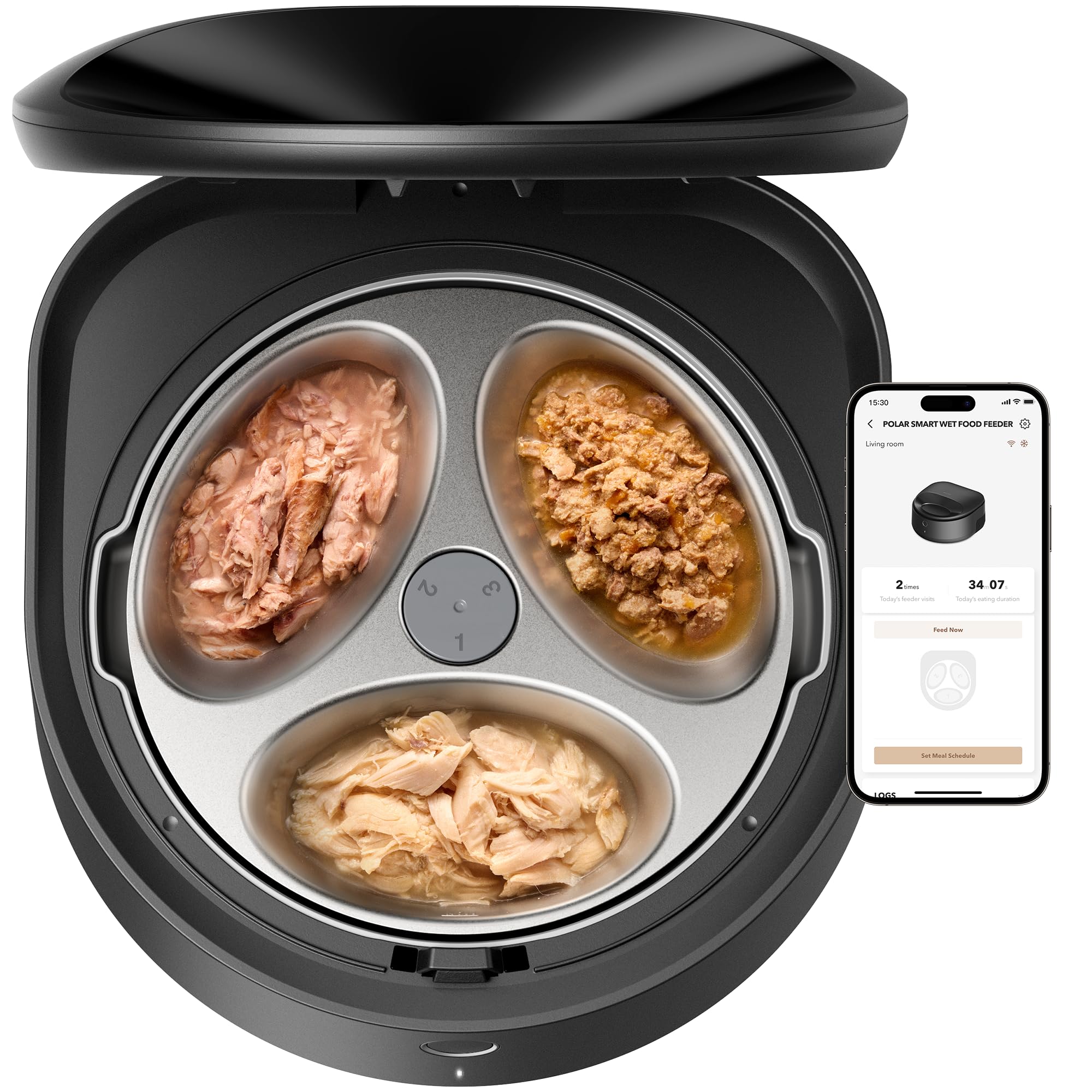 Automatyczny mokry żywności dla kota karmnik, App-controlled, 3 Meals