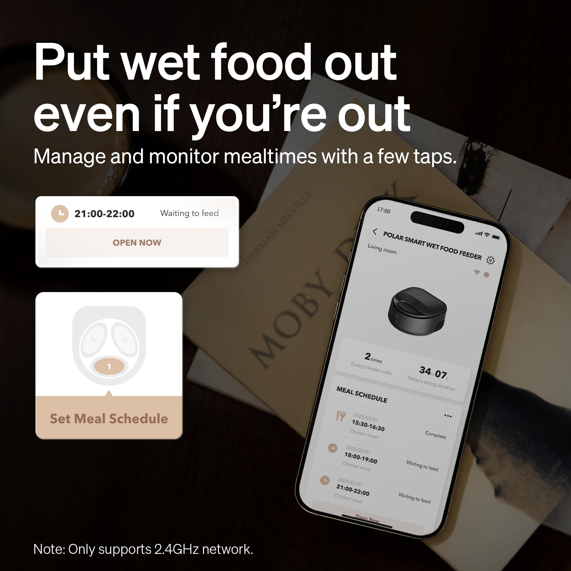 Automatyczny mokry żywności dla kota karmnik, App-controlled, 3 Meals