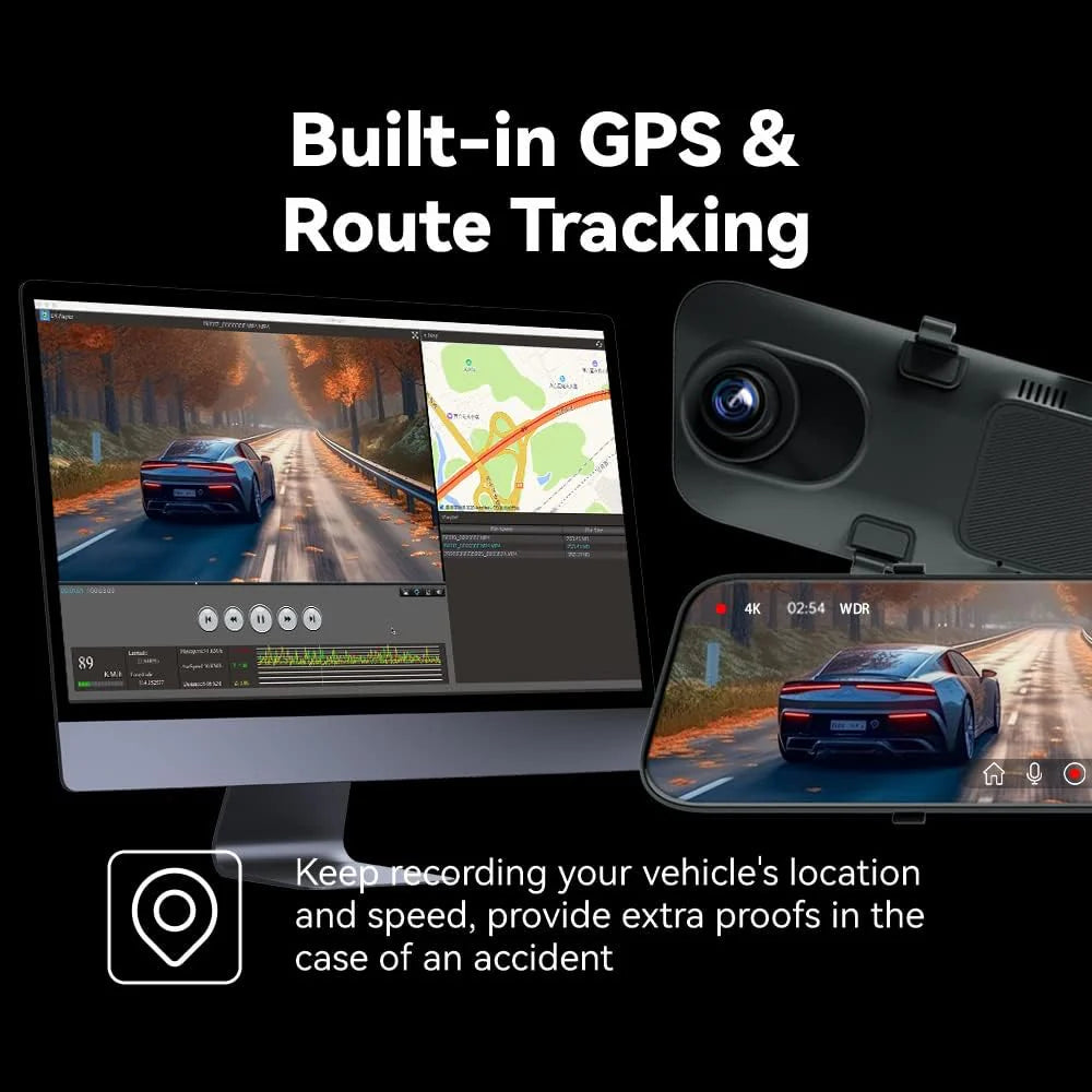 P12 Pro 4K Mirror Dash kamera z Night Vision