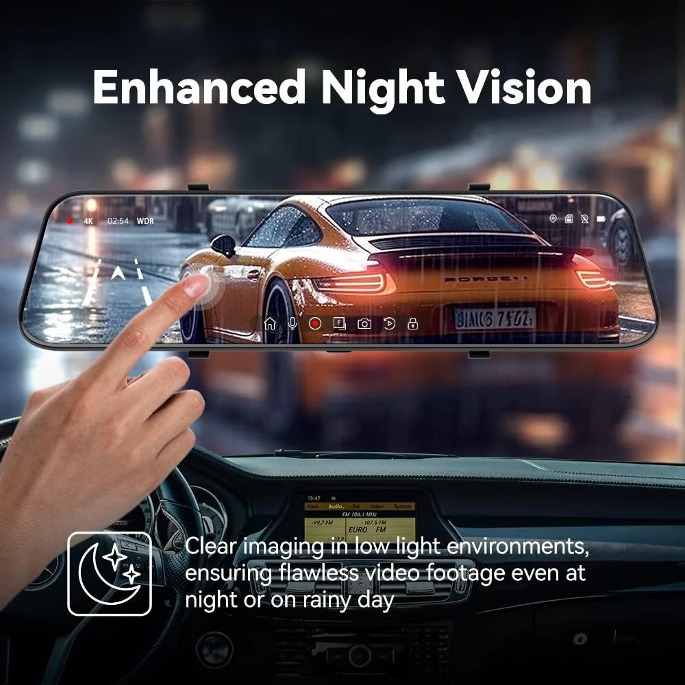P12 Pro 4K Mirror Dash kamera z Night Vision