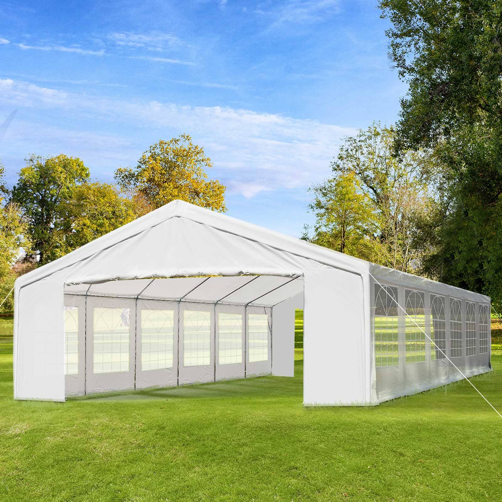 Tent - Outsunny 40-ftx20-ft Heavy Duty Party, Featuring Removable Sidewalls and Windows - White Finish