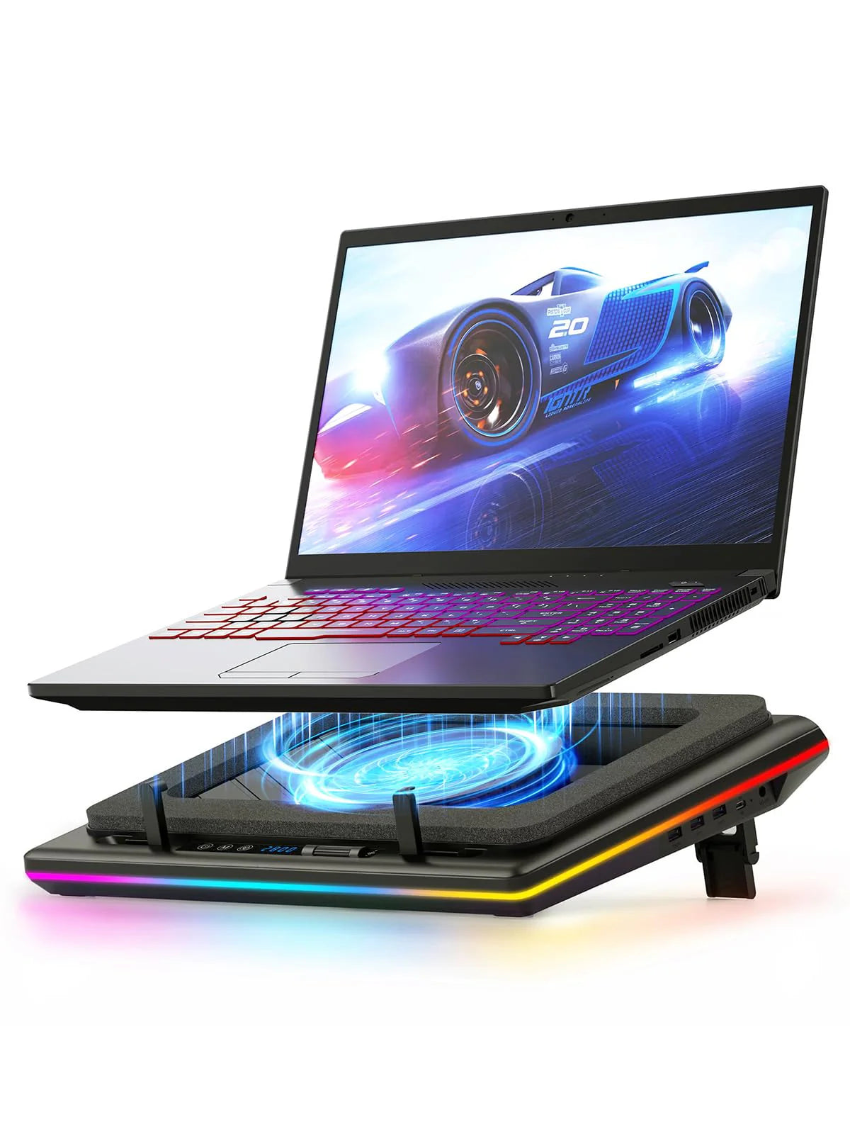 V12 gamingowy Laptop Cooling podkładka z RGB lampy